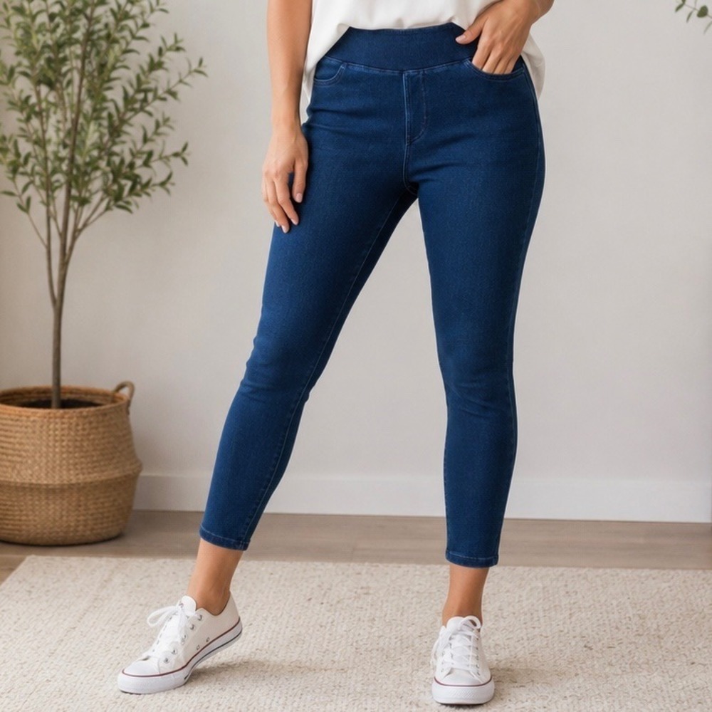 Women's Pull-On Stretch Skinny Jeggings Dark Wash Denim Ankle Jeans Estimated XL